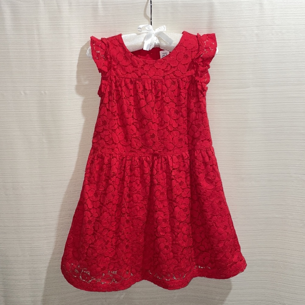 GAP Toddler Girls Red Lace Holiday Christmas Dress 4T